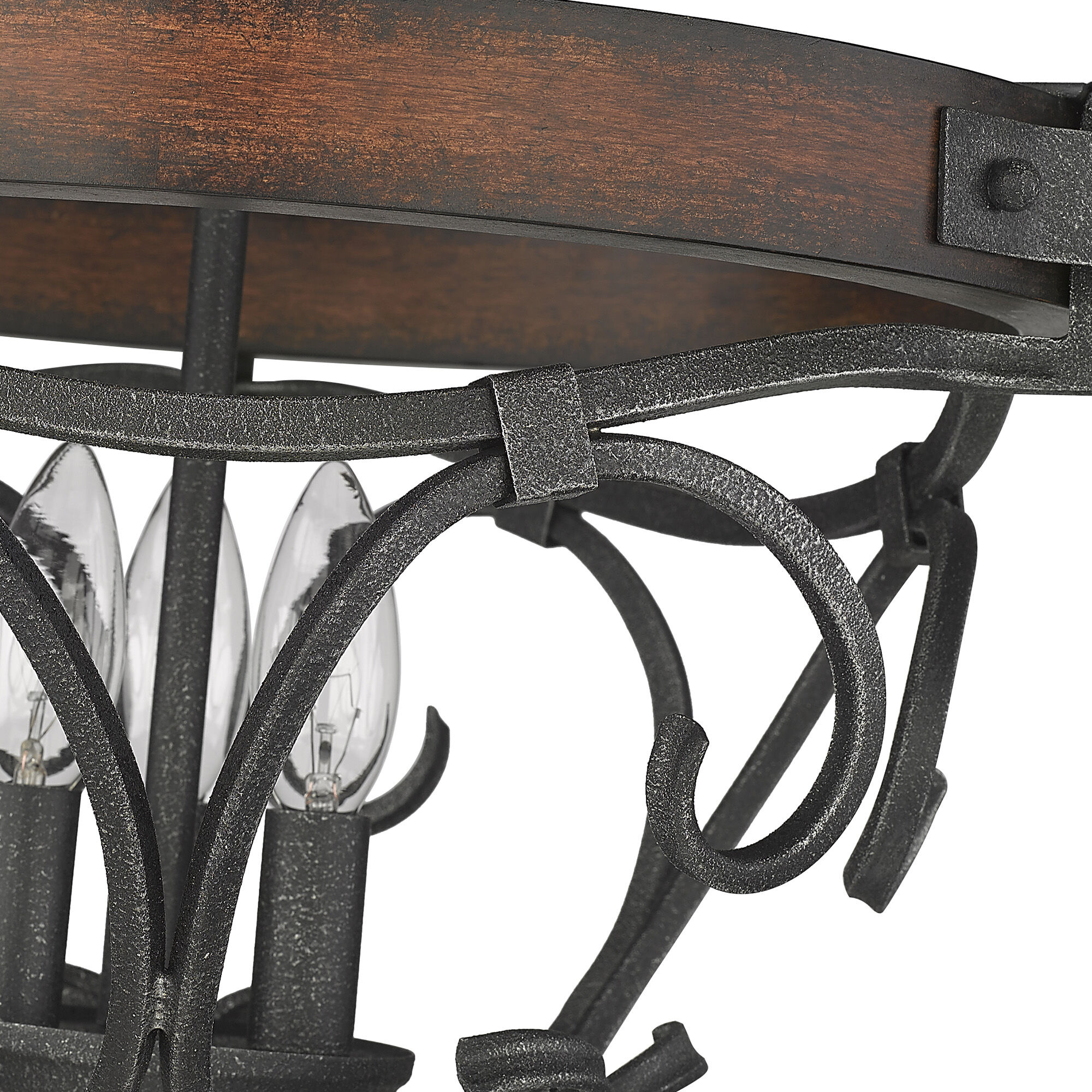 Madera 3 Light 18 inch Black Iron Semi-Flush Ceiling Light